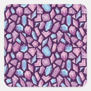 Doodle gems, vintage seamless background. square sticker