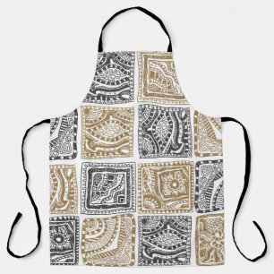 Doodle geometric, vintage abstract pattern. apron
