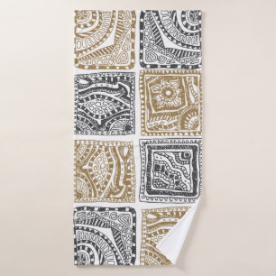 Doodle geometric, vintage abstract pattern. bath towel