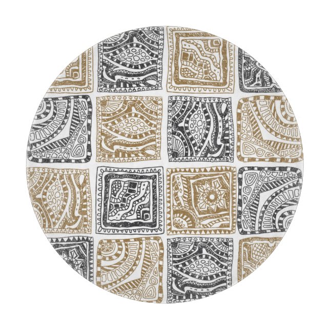 Doodle geometric, vintage abstract pattern. cutting board (Front)