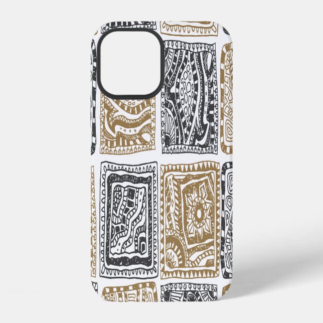 Doodle geometric, vintage abstract pattern. iPhone case (Back)