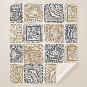 Doodle geometric, vintage abstract pattern. sherpa blanket