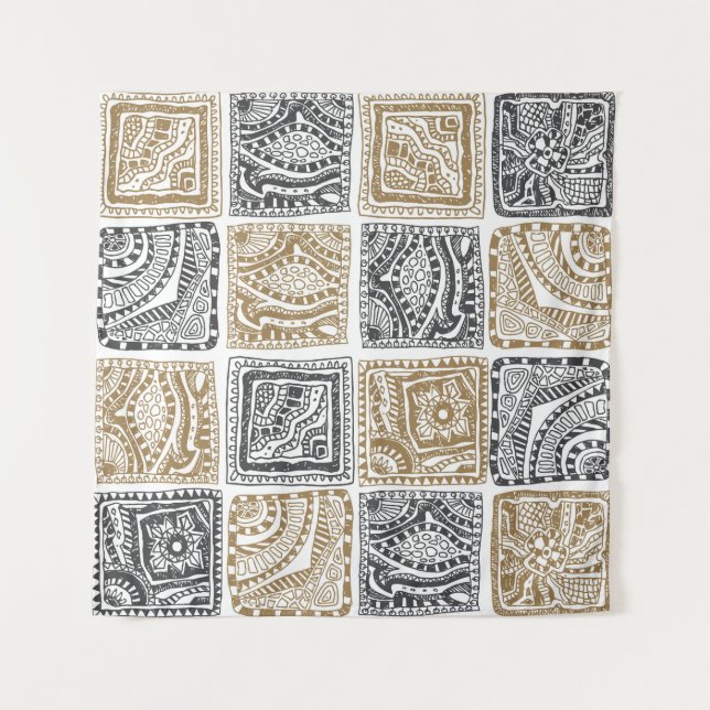 Doodle geometric, vintage abstract pattern. tapestry (Front)