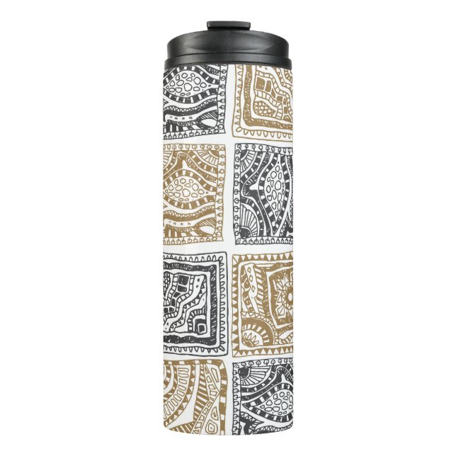 Doodle geometric, vintage abstract pattern. thermal tumbler (Front)