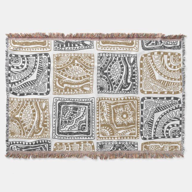 Doodle geometric, vintage abstract pattern. throw blanket (Front)