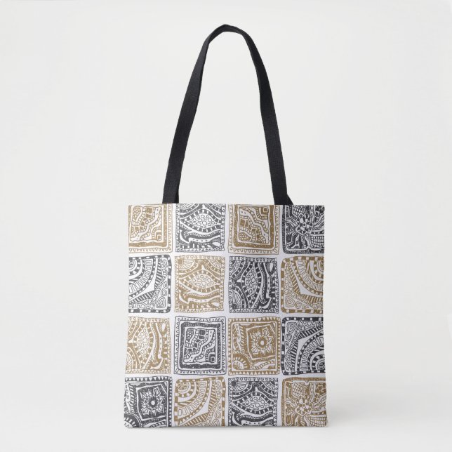 Doodle geometric, vintage abstract pattern. tote bag (Front)