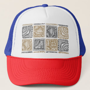 Doodle geometric, vintage abstract pattern. trucker hat