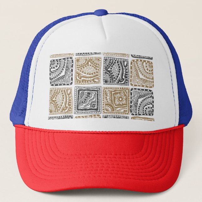 Doodle geometric, vintage abstract pattern. trucker hat (Front)