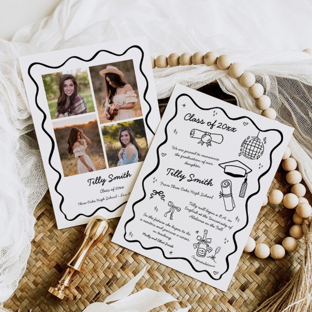 Doodle Graduation Announcement Girl 4 Photos   (Creator Uploaded)