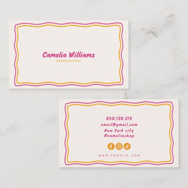 doodle groovy blush business card (Front/Back)