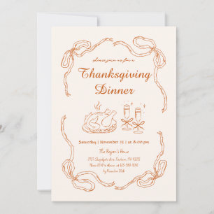Doodle Hand Draw Quirky Thanksgiving Dinner Invitation