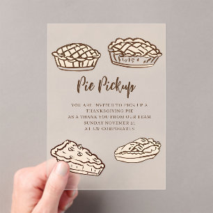Doodle Hand Drawn Pie Pickup Thanksgiving Acrylic Invitations