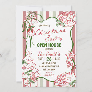 Doodle Handwritten Christmas Eve Open House Invitation