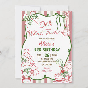 Doodle Handwritten Christmas Oh What Fun Birthday Invitation