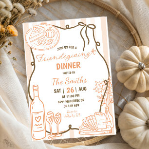 Doodle Handwritten Friendsgiving Dinner Invitation
