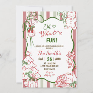 Doodle Handwritten Oh What Fun Christmas Party Invitation