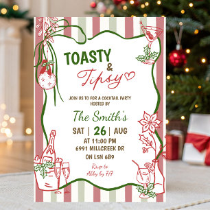 Doodle Handwritten Toasty And Tipsy Holiday Party Invitation
