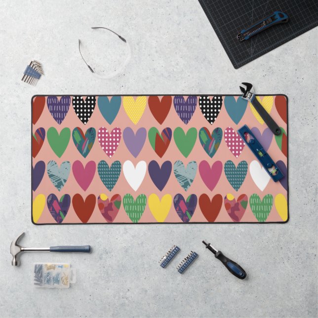 Doodle Heart Harmony Abstract Desk Mat (Workstation)