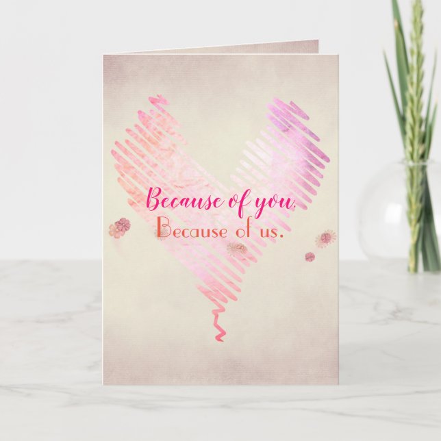 doodle heart romance with flower card (Front)