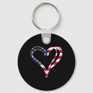 Doodle Heart Us American Flag Memorial Day 4th Of Key Ring