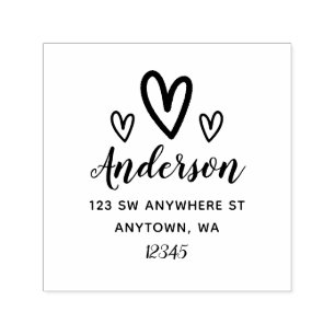 Doodle Hearts Return Address Personalised Self-inking Stamp