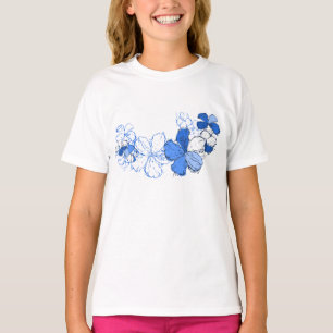 Doodle Hibiscus Hawaiian Floral Illustration T-Shirt
