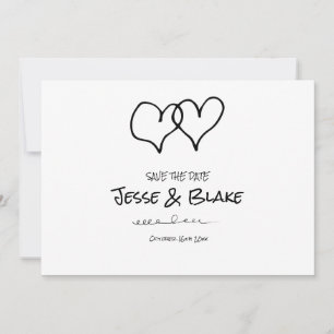 Doodle Illustrations Wedding in Black and White Invitation