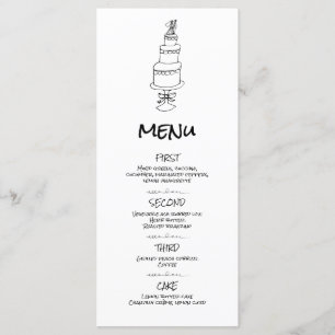 Doodle Illustrations Wedding in Black and White Menu