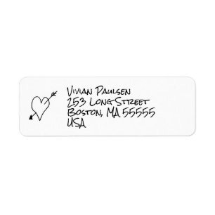 Doodle Illustrations Wedding in Black and White Return Address Label