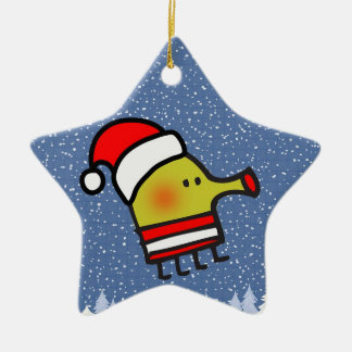 Doodle Jump Christmas Star Ceramic Ornament