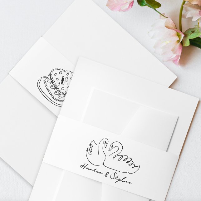 Doodle La Dolce Vita Wedding Suite Invitation Belly Band (Creator Uploaded)