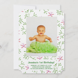 doodle leaves and butterflies invitation