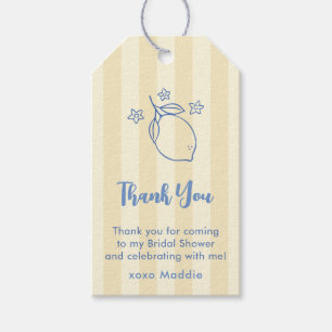 Doodle Lemon Yellow Blue Bridal Shower Favour Tags