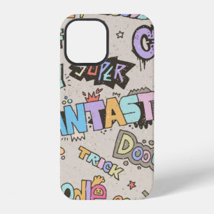 Doodle Lettering Words Cool Fun vintage Hand Drawn iPhone 12 Case