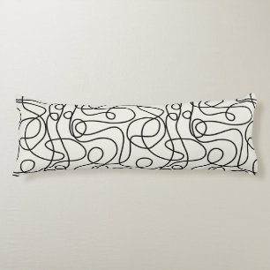 Doodle Line Art Pattern Black on Cream Body Cushion