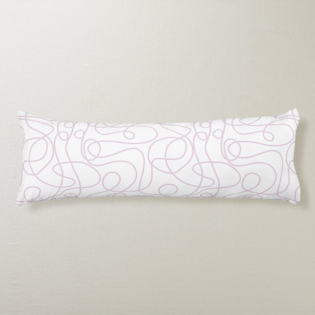 Doodle Line Art Pattern | Dusty Pink on White Body Cushion (Front)