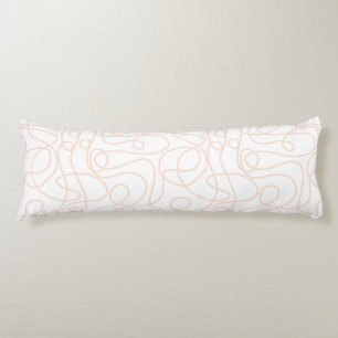Doodle Line Art Pattern   Peach/Apricot on White Body Cushion