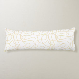 Doodle Line Art Pattern   Soft Yellow on White Body Cushion