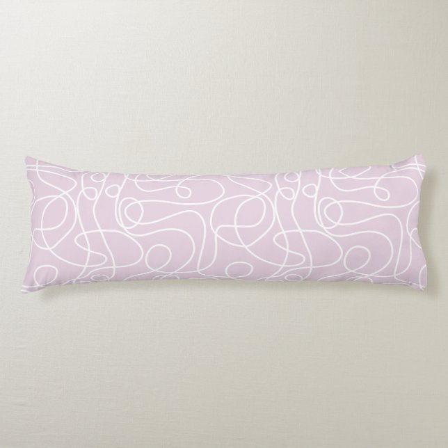 Doodle Line Art Pattern | White on Dusty Pink Body Cushion (Front)