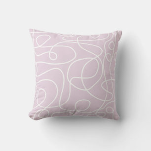 Doodle Line Art Pattern   White on Dusty Pink Cushion