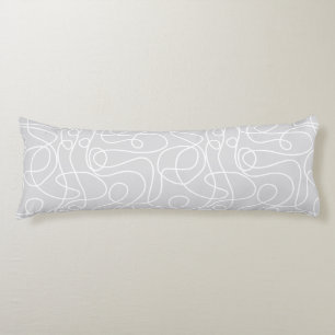 Doodle Line Art Pattern   White on Pale Grey Body Cushion