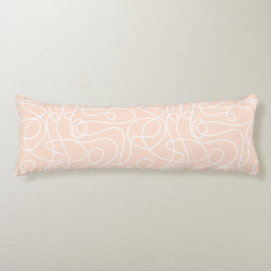 Doodle Line Art Pattern   White on Peach/Apricot Body Cushion