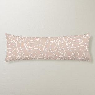 Doodle Line Art Pattern   White on Soft Terracotta Body Cushion