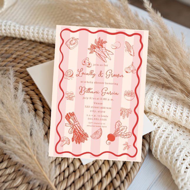 doodle Locally Grown Farmer's Market Baby Shower Invitation (Creator Uploaded)