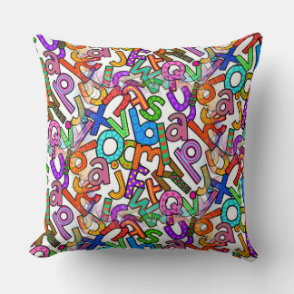 Doodle Lowercase Alphabet Pattern Cushion
