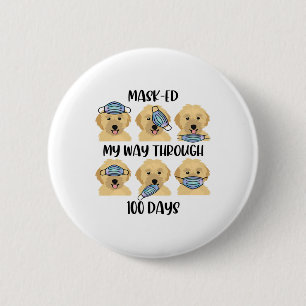 Doodle Mask-ed My Way 100 Days Teacher Boy Girl Gi 6 Cm Round Badge