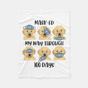 Doodle Mask-ed My Way 100 Days Teacher Boy Girl Gi Fleece Blanket