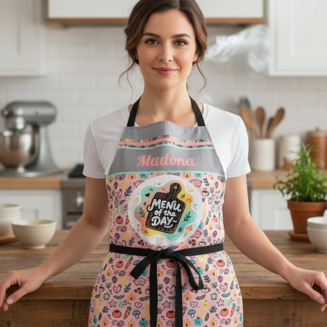 Doodle Menu of the Day Cutting Board Apron (Creator Uploaded)