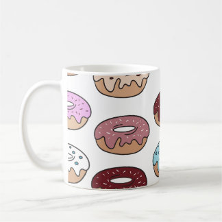 Doodle Multi-Coloured Doughnuts Background. Coffee Mug