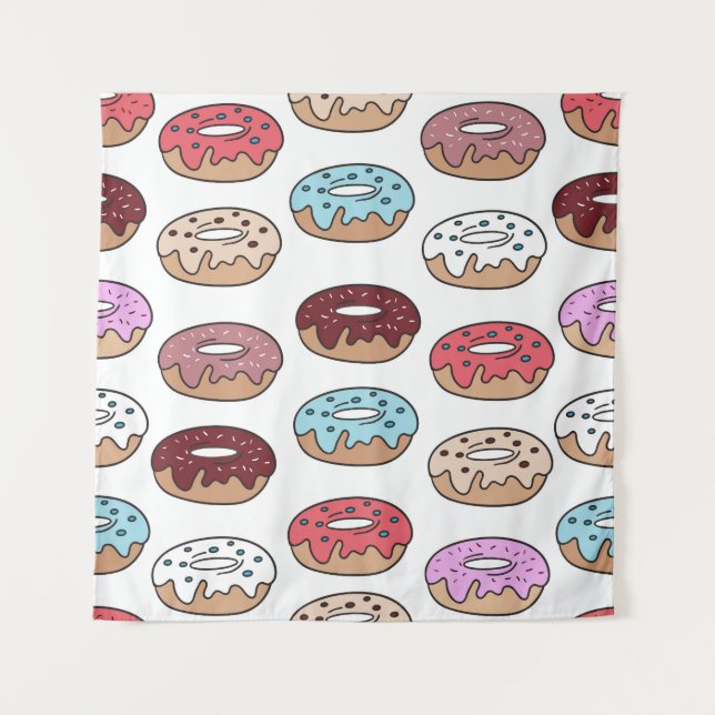 Doodle Multi-Coloured Doughnuts Background. Tapestry (Front)